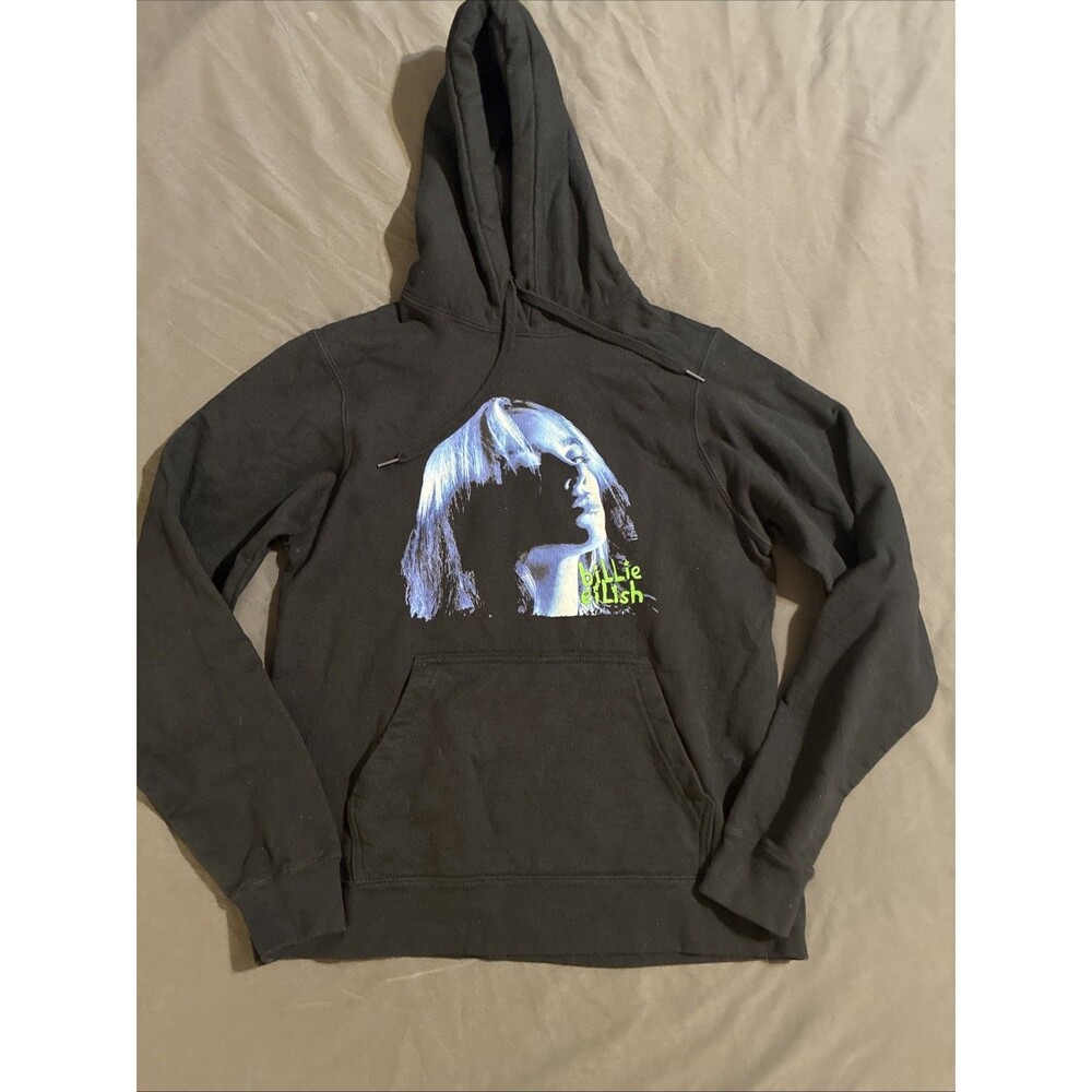 Billie Eilish Unisex Pullover Hoodie: Neon Shadow Blue Size Small
